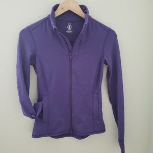 Athletic roots jacket purple in color